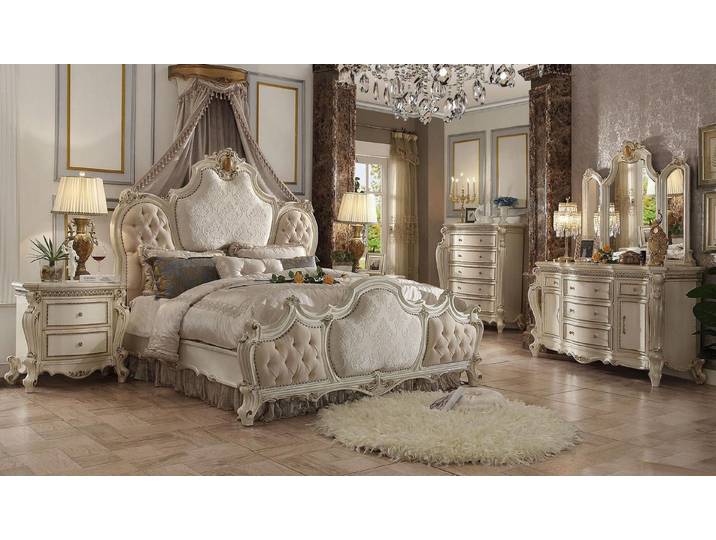 Xlmoebel Schlafzimmer-Set Barockes Schlafzimmermöbel mit Bett, Nachttischen und Kommode, (4-tlg., Bett + 2x Nachttisch + Hochschrank), Hergestellt in Europa