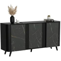Dmora Loreo - Anrichte, 151x42x70h cm Weiß Marmor, 3 Regale