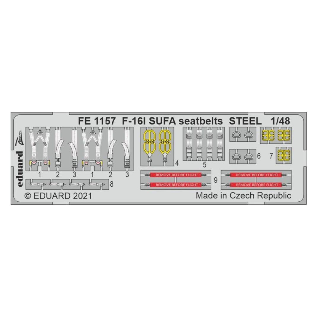 Eduard F-16I SUFA seatbelts STEEL 1/48 for KINETIC (FE1157)