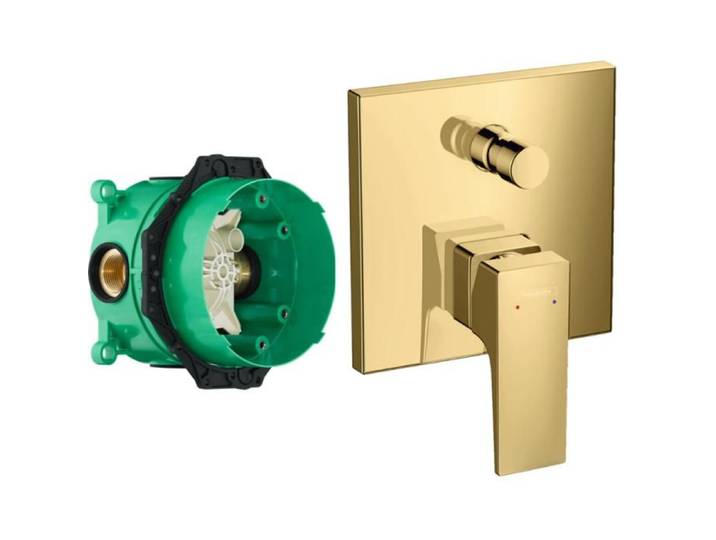 HANSGROHE Façade Metropol pour mitigeur bain douche encastré Aspect doré poli avec corps encastré