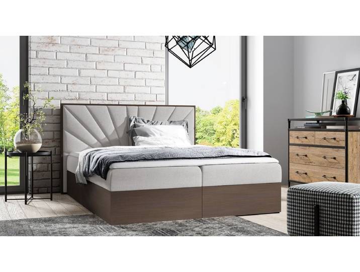 Designer Holzbett Minari mit Stauraum - 120x200 - Hellgrau - Dunkle Eiche - Luxusbetten24