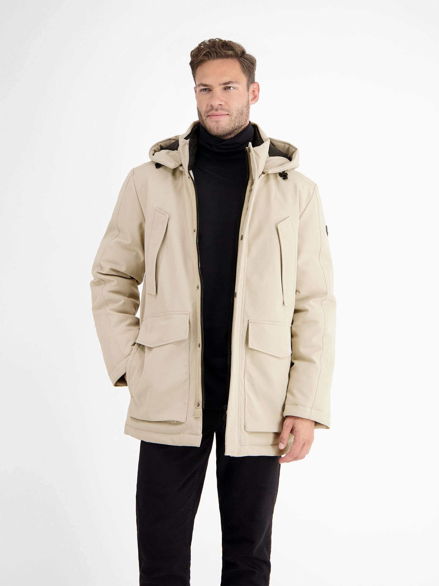 Parka LERROS "Gefütterter Winter-Parka mit Funktionen", Herren, Gr. M, beige, 100% Polyester, Jacken Parka beige M