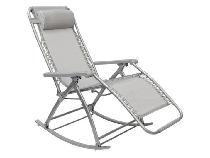 Chaise longue berçante pliable et inclinable AMANKA - Gris