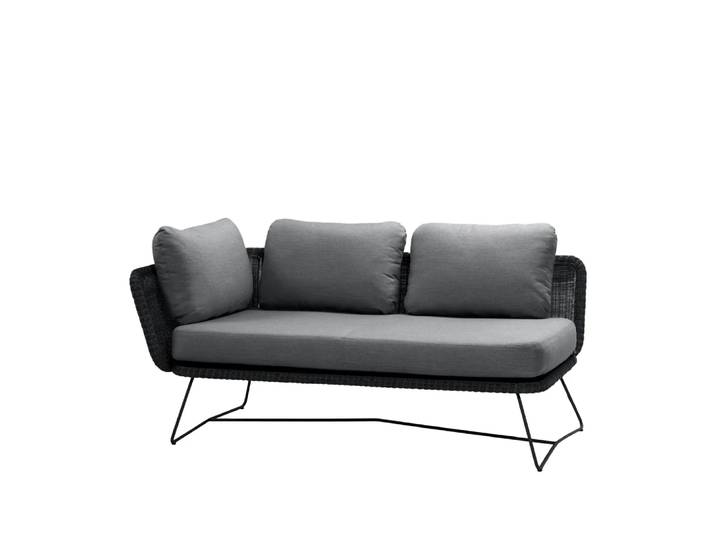 Cane-line Canapé modulaire Horizon Cane-Line Natté gris, droit, support noir