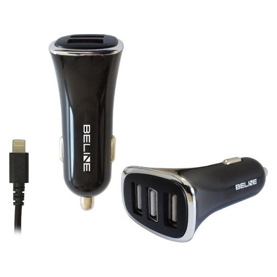 Beline Ład. sam. 3xUSB + lightning 4A czarna/black iPhone 5/6/7/8/X/Xs/Xr (0016)