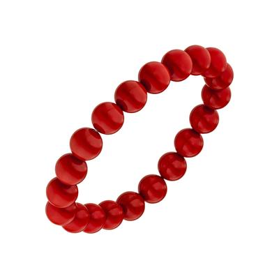 Perlenarmband JOBO, rot, Armbänder, Damen, 19cm, Perlen, Perlenarmband, mit Muschelkern-Perle 19 cm