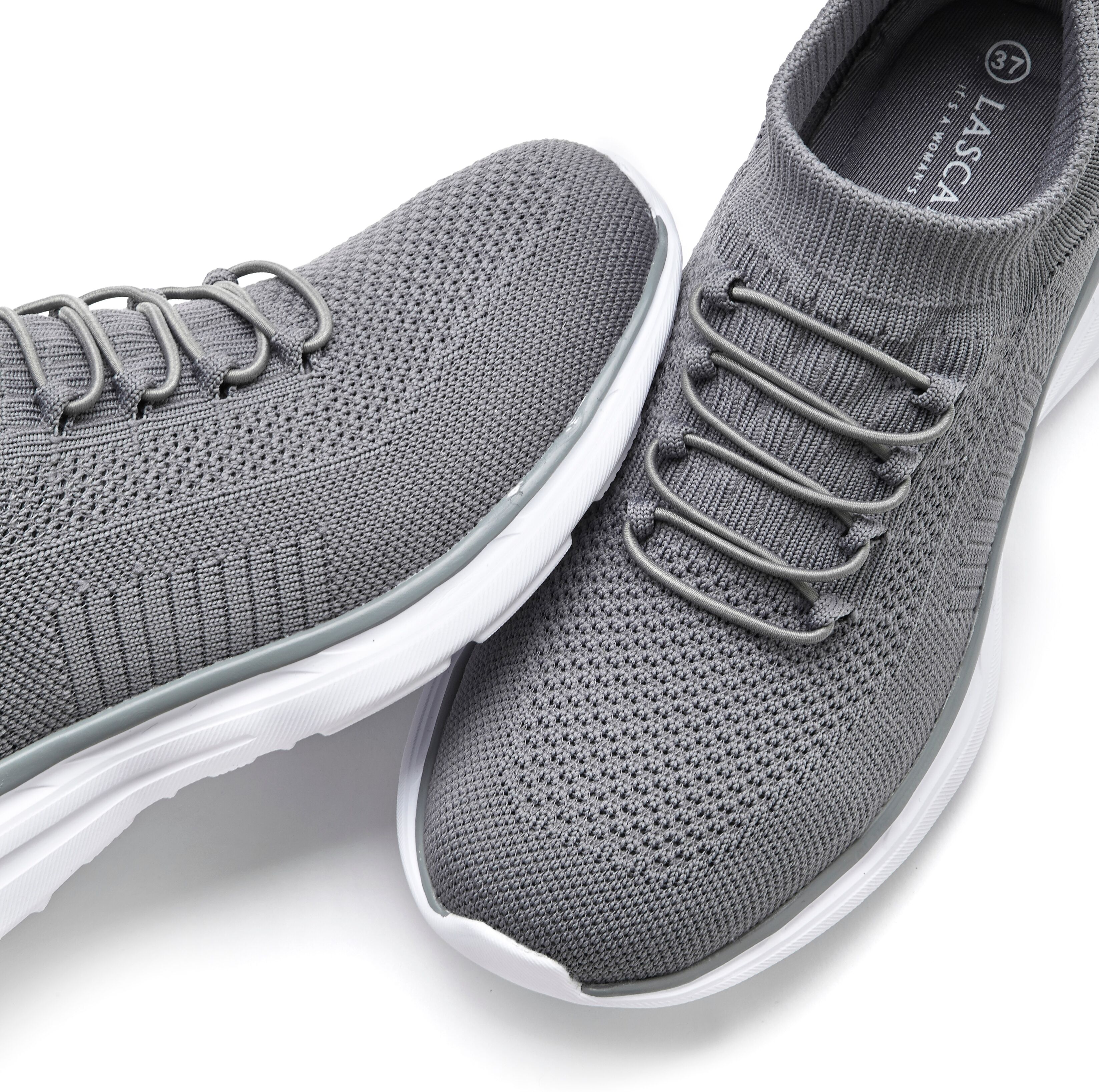 Sneaker LASCANA "Slipper, Halbschuh, Turnschuhe, Slip-On-Sneaker, bequem", Damen, Gr. 37, grau, Obermaterial: 100% Textilmaterial. Decksohle: 100% Textilmaterial. Futter: 100% Textilmaterial. Laufsohle: 100% Synthetik, unifarben, Basic, Schuhe Sneaker, zu
