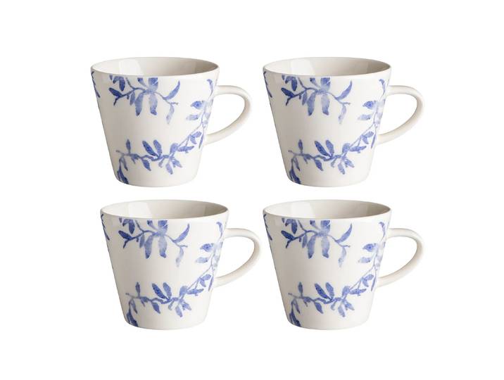Scandi Living Lot de 4 mugs Havspil 30cl bleu-blanc