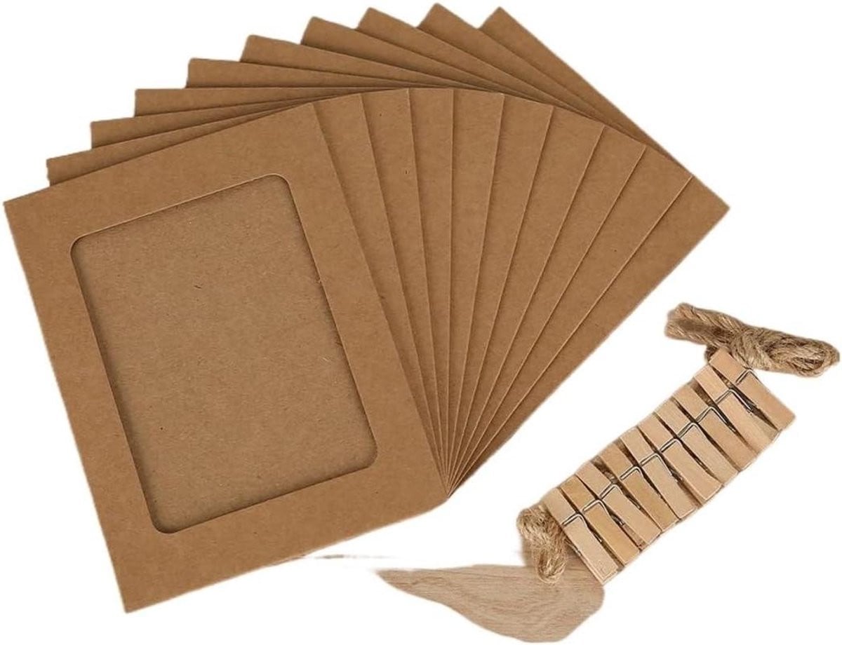 Set van 10 bruine fotolijsten van kraftpapier voor wanddecoratie
