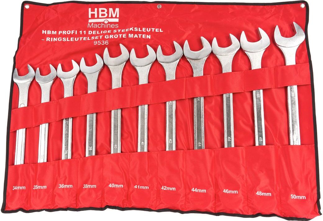 HBM Profi 11-teiliger Maulschlüssel - Ringschlüsselsatz große Größen