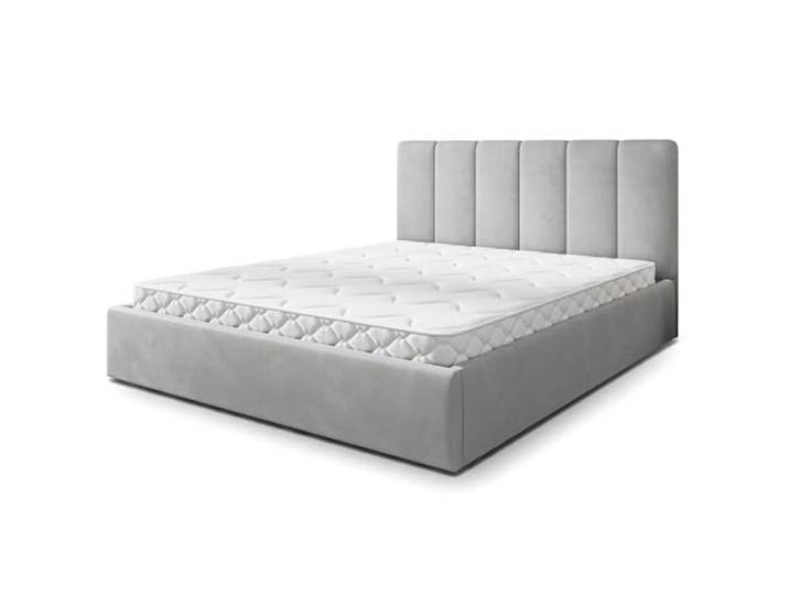 Masseno Polsterbett NEMIS 120x200 cm, Doppelbett mit Stauraum, Lattenrost Und Kopfteil - Hellgrau, Magic Velvet 2240