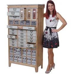 Apotheker-Schrank MCW-A43, Kommode, Tanne Holz massiv Vintage Shabby-Look 152x81x34cm