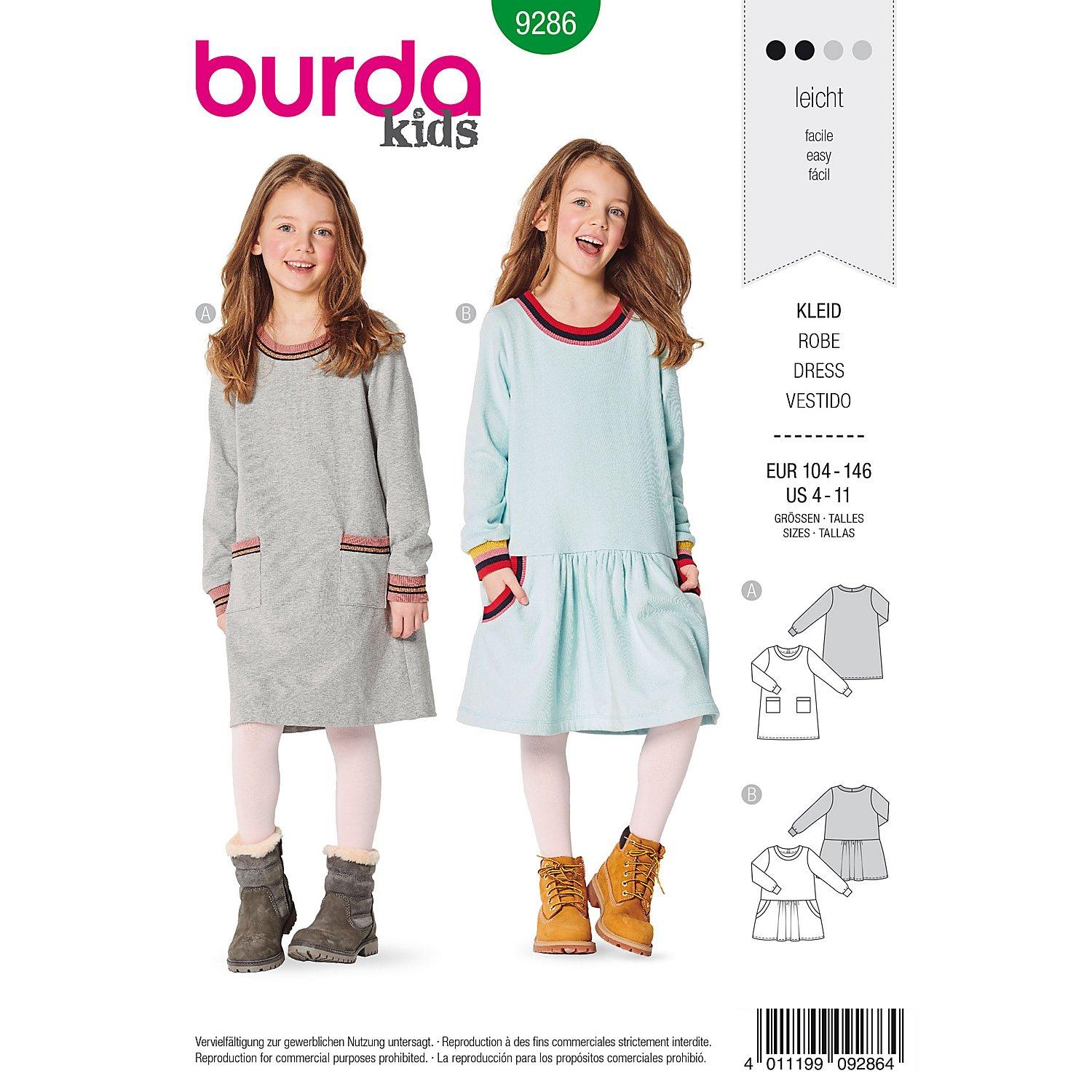 burda Schnitt 9286 "Sweatkleid" für Kinder