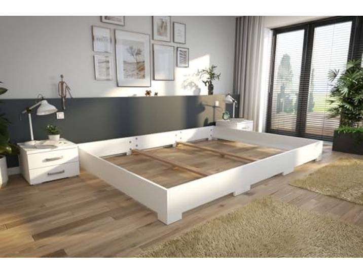 Rima Familienbett 270x200 Samos Buche - weiß lackiert Original Familienbett Vollholz (ohne Kopfteil)
