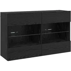 Helloshop26 - Modernes wandmontiertes TV-Möbel mit LED-Beleuchtung 98,5 x 30 x 60,5 cm aus schwarzem Eichenholzwerkstoff 02_0058392