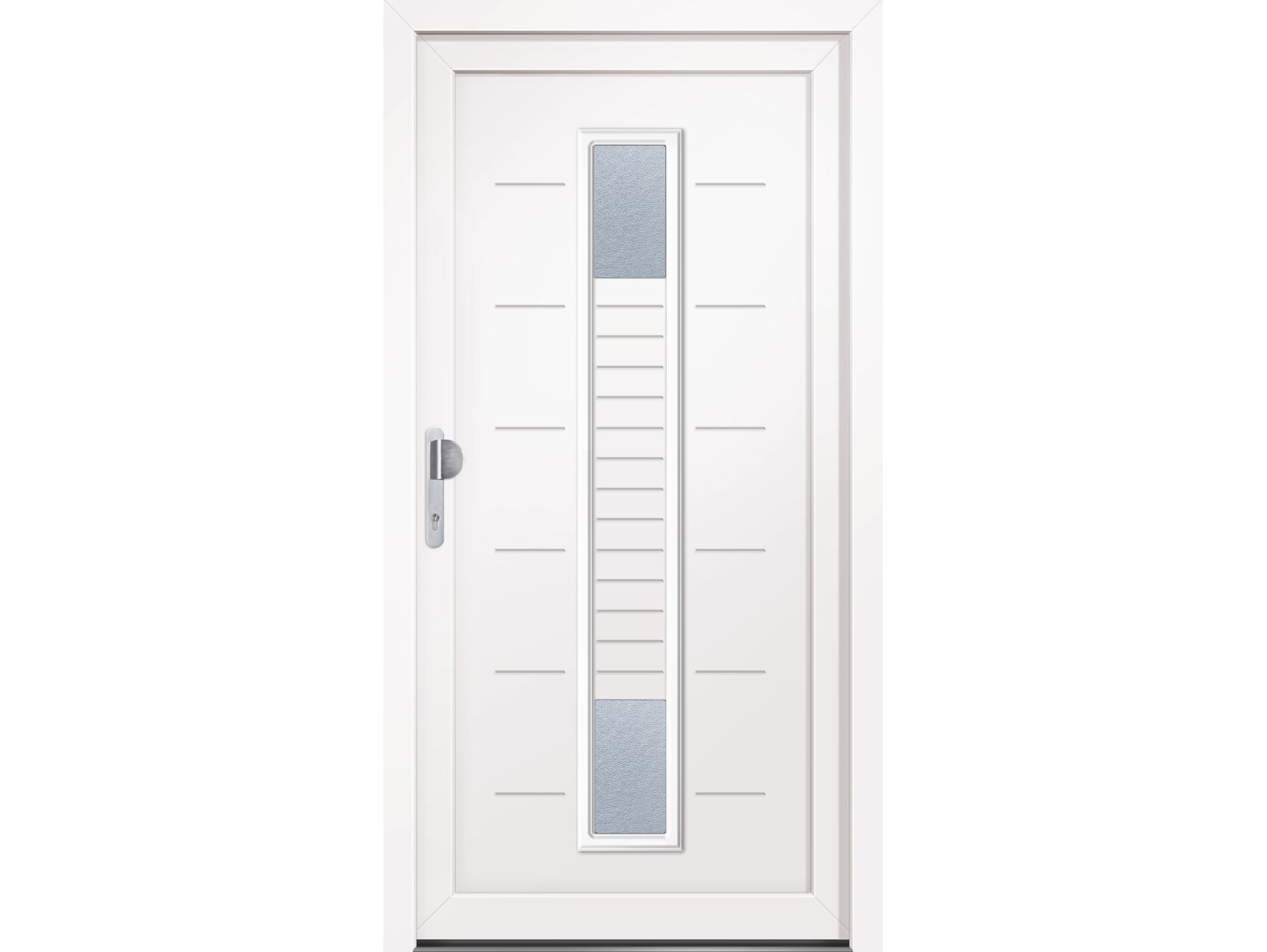 ROROTUERENUN HAUSTUER BADEN WEISS/WEISS 1000X2100 MM DIN LINKS 5FACH VERR:/ORNAMENTGLAS 08052712