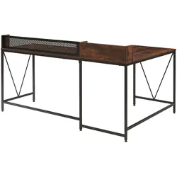 En.Casa, Schreibtisch, Schreibtisch Frelvepirg mit Rückwand L-förmig 165x110x75 cm Walnuss (110 x 165 x 90 cm)