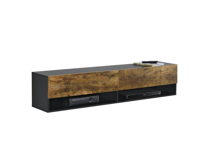 [en.casa] Hängelowboard Halmstad, Eichefarben, Schwarz, Holzwerkstoff, Rechteckig, 140x30x31 cm, Wohnzimmer, TV Möbel, Lowboards, Lowboards hängend