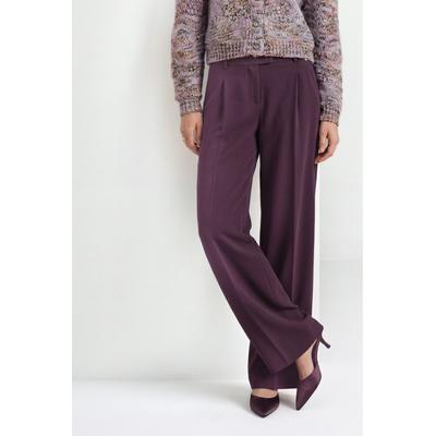 Bundfaltenhose RICHROYAL, Damen, Gr. 40, N-Gr, lila (mulberry), Web, Obermaterial: 100% Polyester, unifarben, wide leg lang, Hosen, mit Bügelfalten, Wide Leg