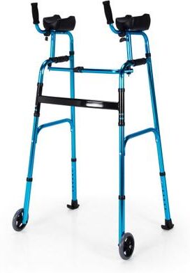 Costway Folding Adjustable Aluminum Wheel Walking Frame-Navy