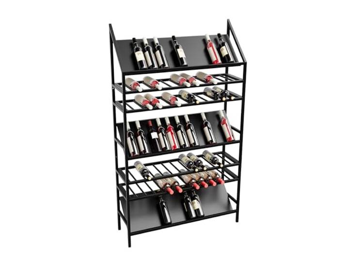 MetaloPro Weinregal Metall – Flaschenregal für 91Weinflaschen – Robustes Design, Weinständer für Küche, Keller oder Bar – Schwarz – 170x30x100cm