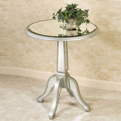 Touch of Class Bila Mirrored Pedestal Table Silver Gray , Silver Gray