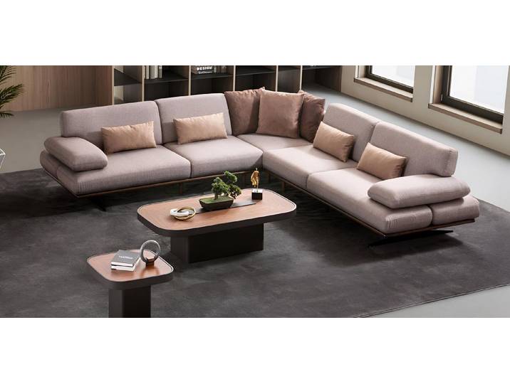 JVmoebel Ecksofa Beiges Designer Ecksofa mit Holzgestell und L-Form