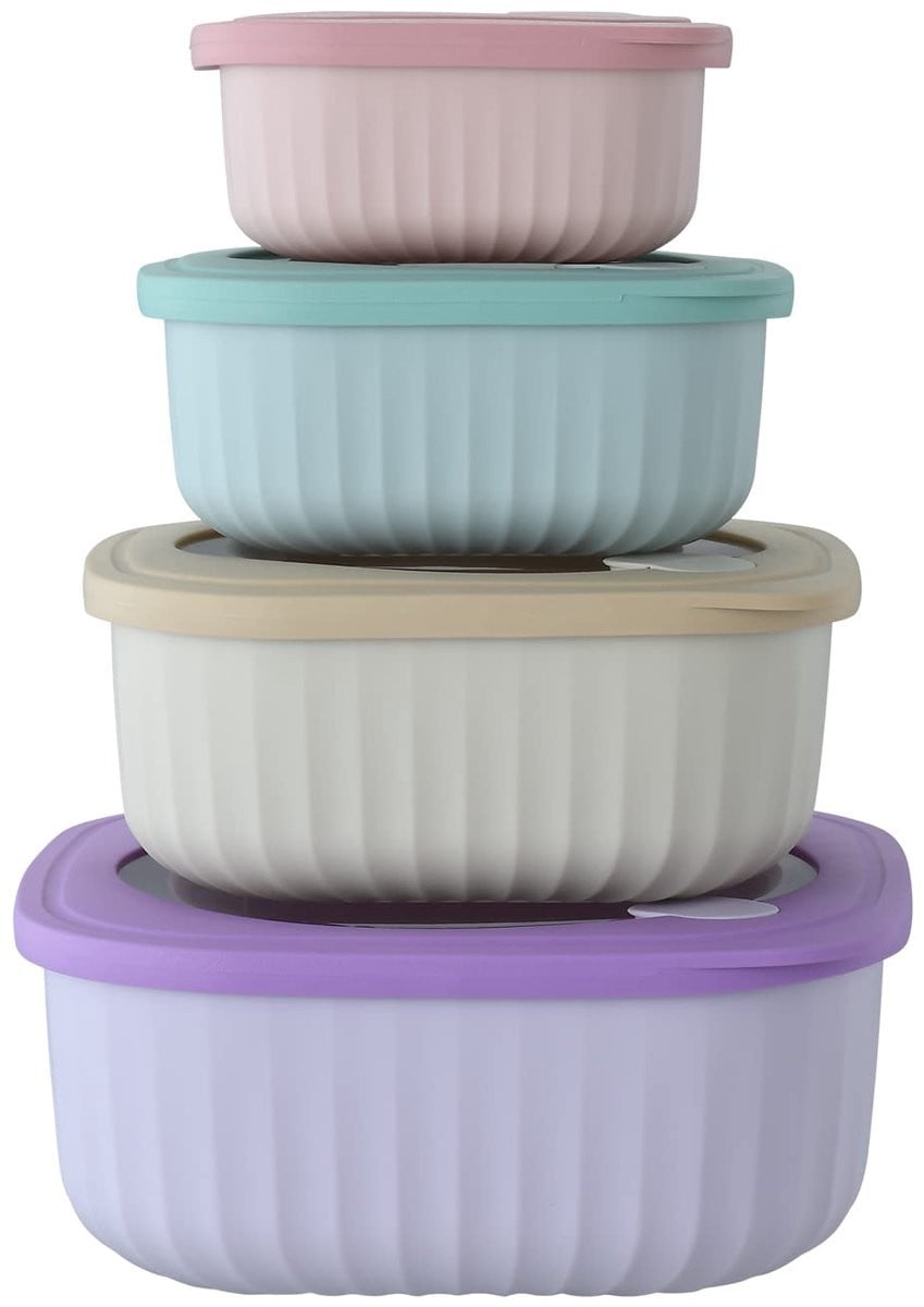 Set van 4 BPA-vrije plastic voedselopslagcontainers met deksels, luchtdichte vierkante bewaarkommen voor vriezer, magnetron en vaatwasser