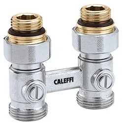 Caleffi Zweirohr-Hahnblock 301043 Durchgang, Heizkörperanschluss 1/2" AG