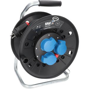 Kalle-das-Kabel Kabeltrommel 118016, für außen IP44, 3x Schutzkontaktsteckdosen, Kabeltyp H07RN 1,5 mm², 25 m