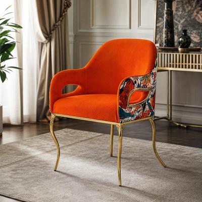 Furniture of America Premier Vivo Modern Glam Abstract Upholstered Accent Chair with Curved Gold Legs