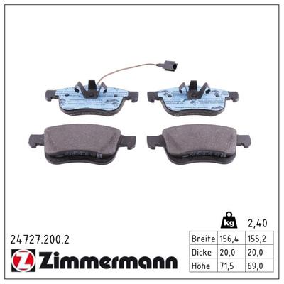 ZIMMERMANN Bremsbelagsatz, Scheibenbremse 24727.200.2 Vorderachse für Opel Fiat Vaughall