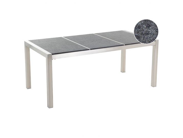 GARTENTISCH Edelstahl/Naturstein schwarz geflammt 180/90 cm Grosseto