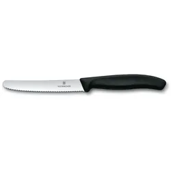 Victorinox Tomatenmesser Swiss Classic 11cm, rund, mit extra scharfem Wellenschliff, schwarz