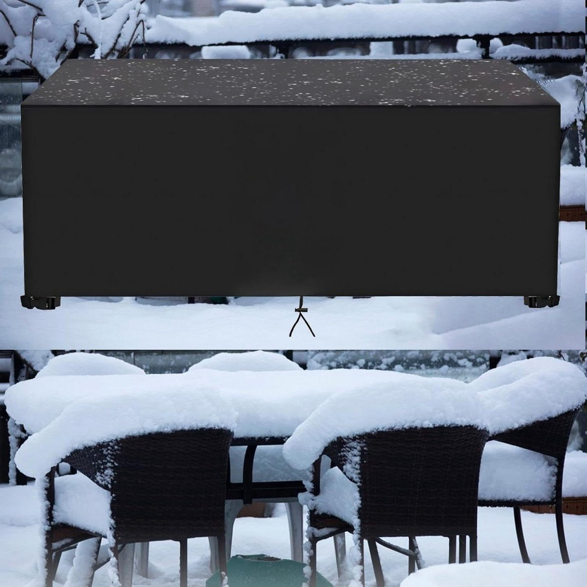 Waterdichte beschermhoes voor tuinmeubels van zwart polyester