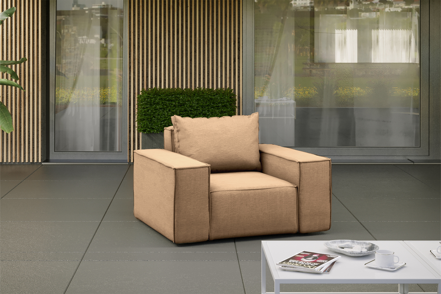 Kaiser Möbel Sessel für den Garten SONNE, die Terrasse, den Hof, gemütliche Capucino