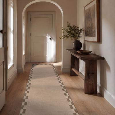 World Rug Gallery Checkerboard Border Machine Washable Non-Slip Backing Area Rug