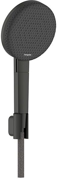 Hansgrohe Raindance Alive Select S Duschkopfhalterungset 24611340 Brausekopf 125mm, 3 Strahlarten wassersparend mit Designflex Textilbrauseschlauch 160 cm, black chrome