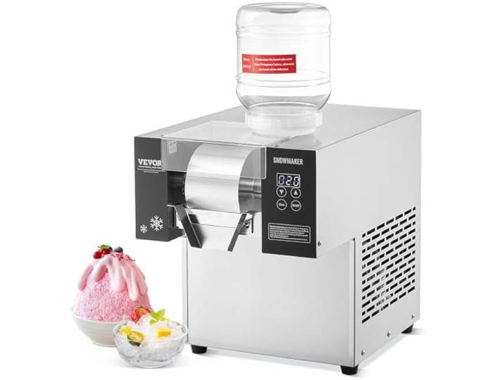VEVOR Kommerzielle Schneeflocken-Eismaschine Schneeeisbereiter, 125 kg/24 h Schneeflocken-Eismaschine, Edelstahl-Eisrasierer, elektrischer Schneekegel-Maker mit Luftkühlsystem & Touch-Screen