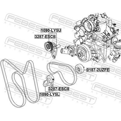 FEBEST Riemenspanner, Keilrippenriemen unten 1090-LY5L für GM ISUZU