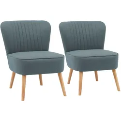 Oviala Business Set aus 2 Sesseln im Crapaud-Stil aus dunkelblauem Stoff