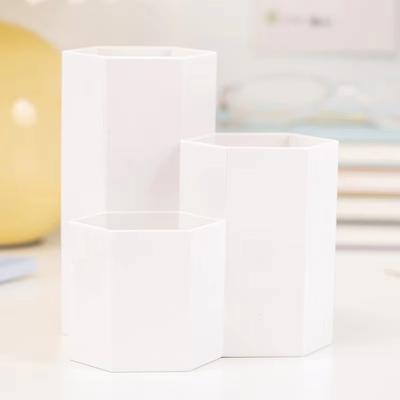 Multifunctional Desktop Storage Box Three grid Pen Holder Makeup Brush Stationery white