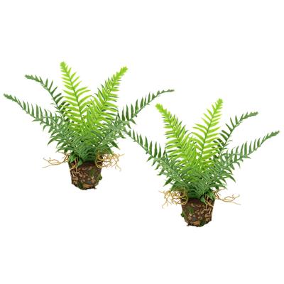 Kunstpflanze I.GE.A. "Künstlicher Waldfarn im Topf", grün, B:20cm H:25cm L:14cm, Kunststoff, Kunstpflanzen, Kunstpflanze, 2er Set Farn Büsche Pflanze Deko Grünpflanze Waldpflanze Zimmerpflanze