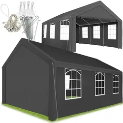 tectake® Pavillon, 6 x 4 m, Klicksystem, inklusive Spannseilen und Heringen