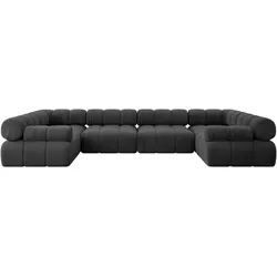 WOHNLANDSCHAFT modulares Sofa Birno-U2 - 380x190x70 cm Schwarz Velours