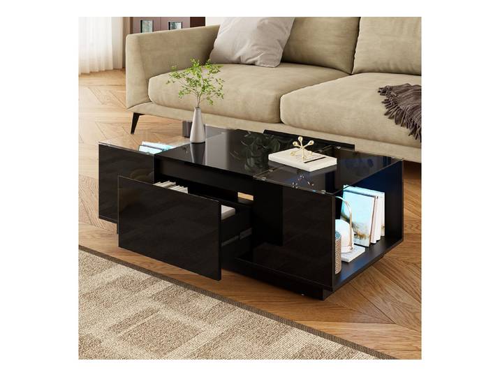 Odikalo Couchtisch Beistelltisch Wohnzimmertisch Sofatisch Glasplatte Weiß Schwarz
