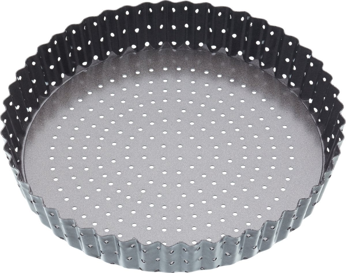 KitchenCraft MasterClass Crusty Bake Quichevorm met Losse Bodem en Antiaanbaklaag, Grijs, 20 x 20 x 4 cm