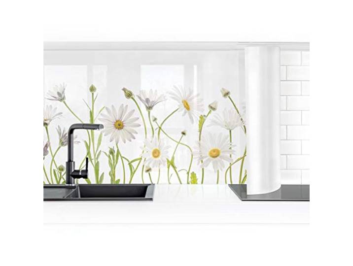 Bilderwelten Küchenrückwand Folie Glänzend 60x400 cm Leichter Gänseblümchen Mix Spritzschutz Fliesenspiegel Küche-Rückwand Motiv Klebefolie