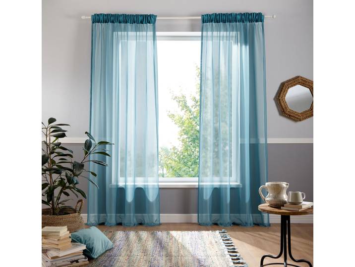 Gardine GOODPRODUCT Ari Gr. 2, blau (petrol), B:140cm H:175cm, Voile, Polyester, Gardinen, Gardine, Bestseller mit 4,5-Sterne-Bewertung