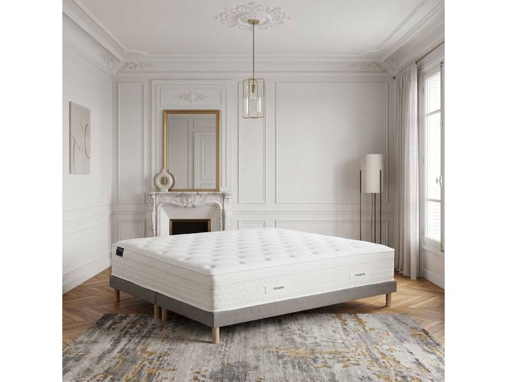 Matelas hybride hybride zoné mémoire de forme sommier gris 2x80x200